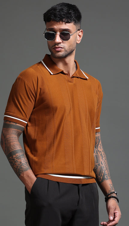 Men's Stretchable Jaquard Polo - Monks Robe