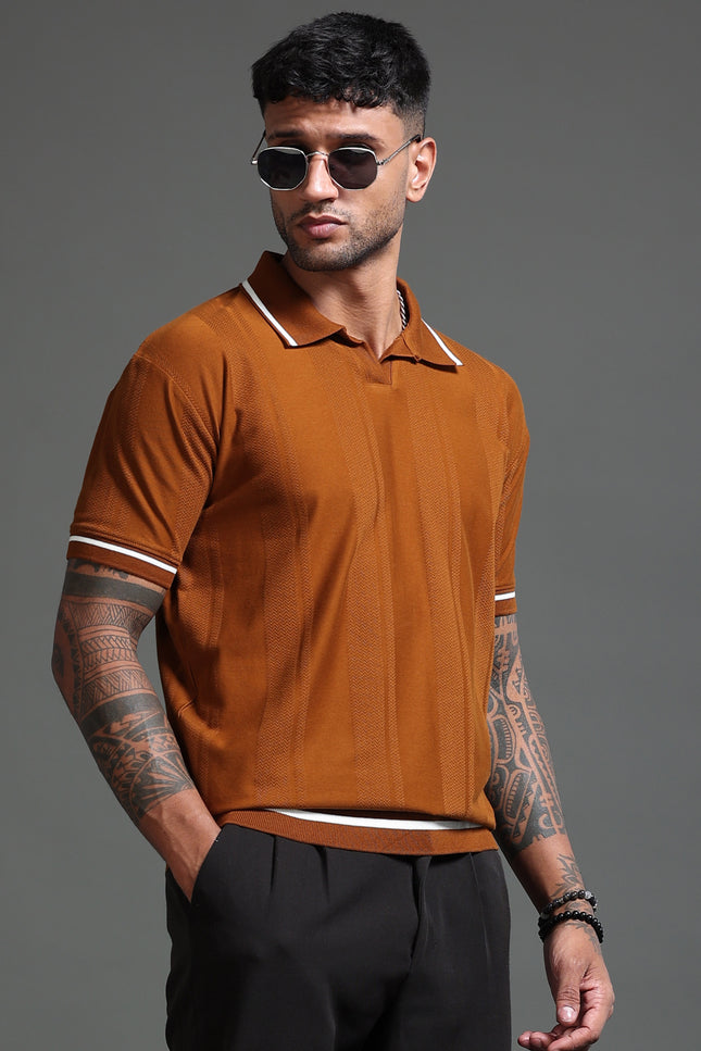 Men's Stretchable Jaquard Polo - Monks Robe