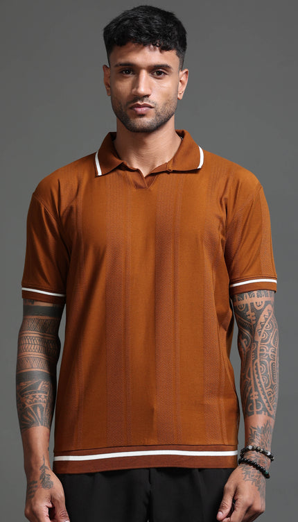 Men's Stretchable Jaquard Polo - Monks Robe