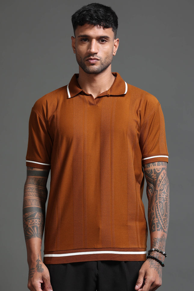 Men's Stretchable Jaquard Polo - Monks Robe