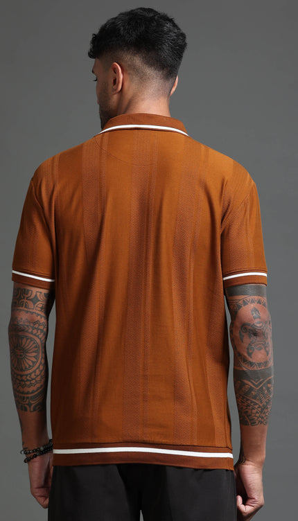 Men's Stretchable Jaquard Polo - Monks Robe
