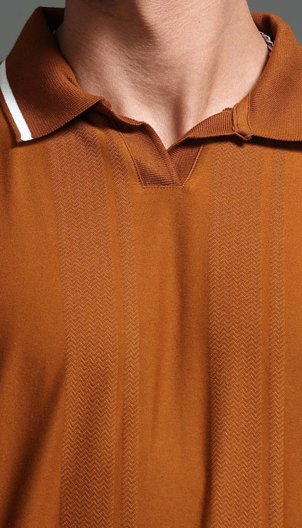 Men's Stretchable Jaquard Polo - Monks Robe