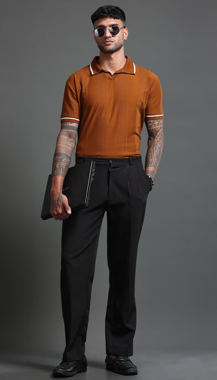 Men's Stretchable Jaquard Polo - Monks Robe