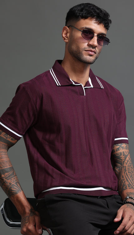 Men's Stretchable Jaquard Polo - Winetasting