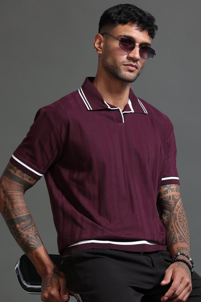 Men's Stretchable Jaquard Polo - Winetasting