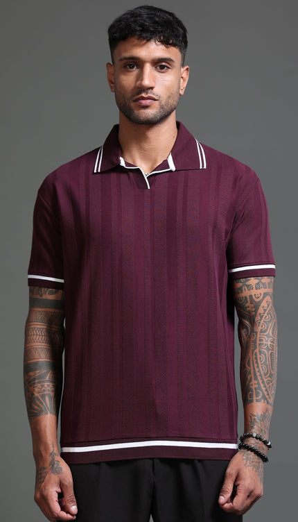 Men's Stretchable Jaquard Polo - Winetasting