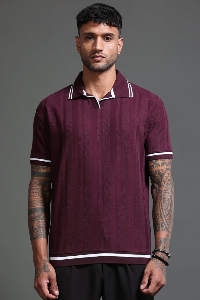 Men's Stretchable Jaquard Polo - Winetasting