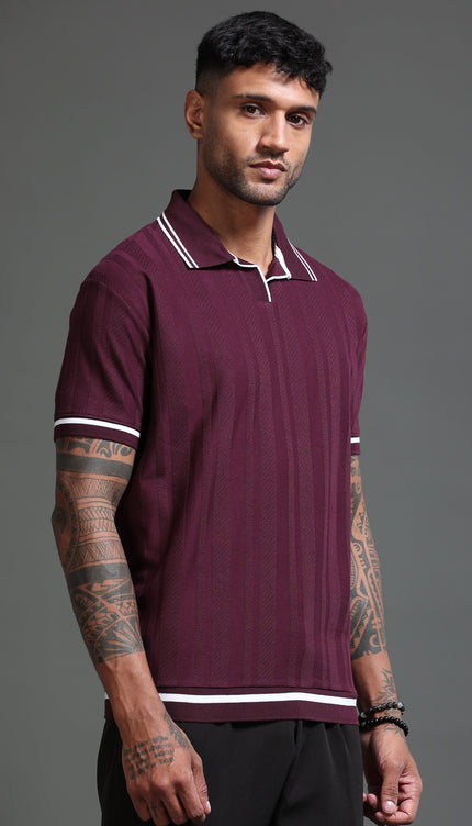 Men's Stretchable Jaquard Polo - Winetasting