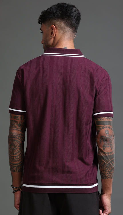Men's Stretchable Jaquard Polo - Winetasting