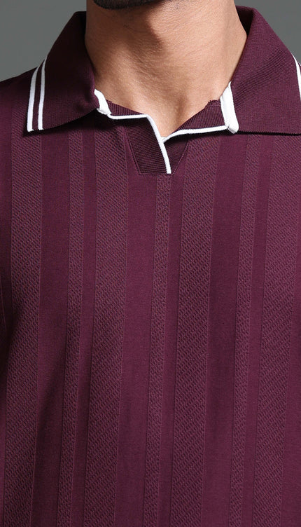 Men's Stretchable Jaquard Polo - Winetasting