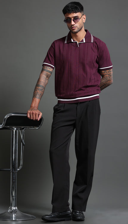 Men's Stretchable Jaquard Polo - Winetasting