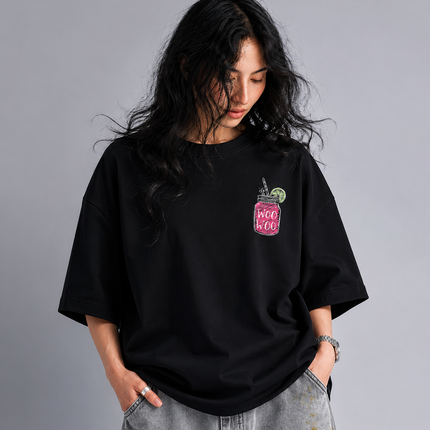 WOMEN's 100% cotton Printed Oversized Tshirt Black