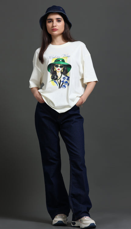 Women's Modern Muse Oversized Tshirt - Cream