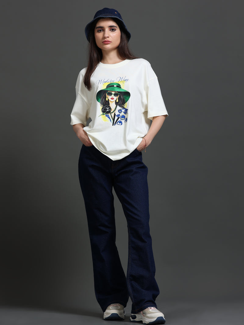 Women's Modern Muse Oversized Tshirt - Cream
