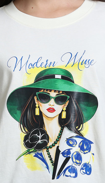 Women's Modern Muse Oversized Tshirt - Cream
