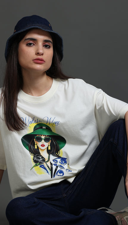 Women's Modern Muse Oversized Tshirt - Cream