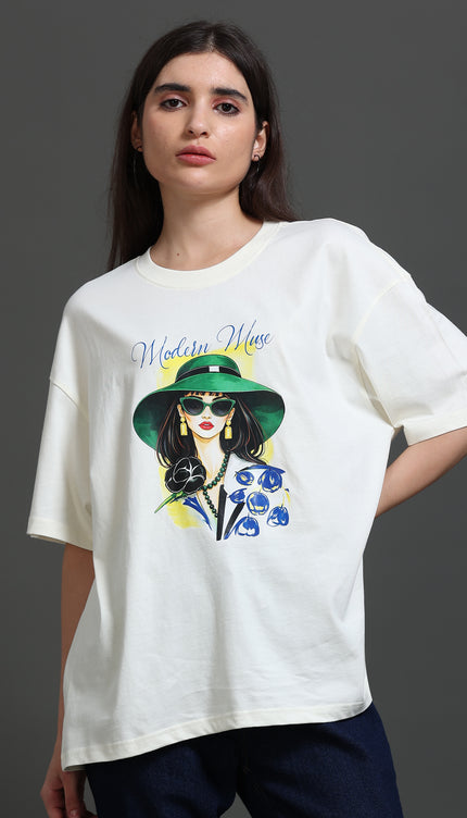 Women's Modern Muse Oversized Tshirt - Cream