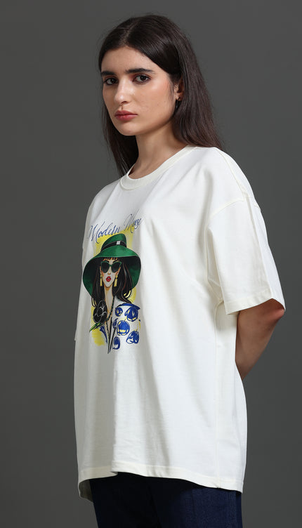 Women's Modern Muse Oversized Tshirt - Cream