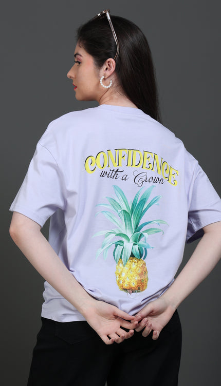 Women's Confidence with A Crown Oversized Tshirt - Mystic Violet