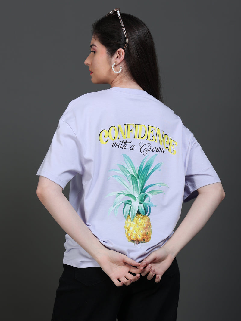 Women's Confidence with A Crown Oversized Tshirt - Mystic Violet