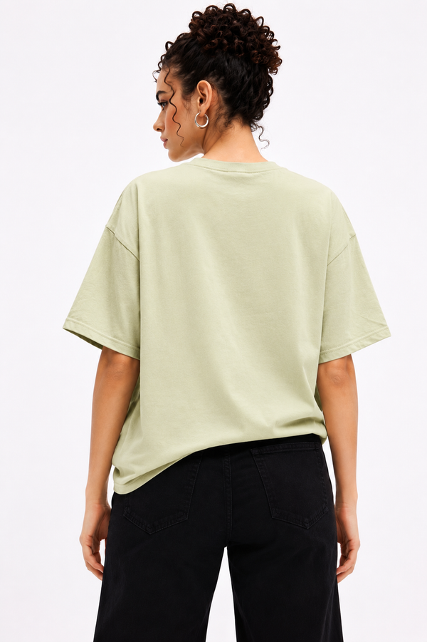 Women's Oversized 100% cotton Printed Oversized Tshirt Mint