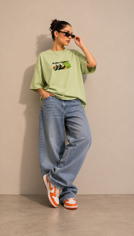 Women's  Sushi Addict Oversized Tshirt - Mint