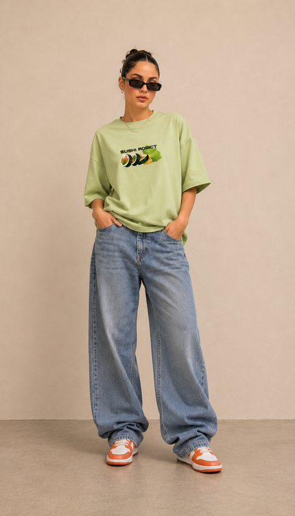 Women's  Sushi Addict Oversized Tshirt - Mint