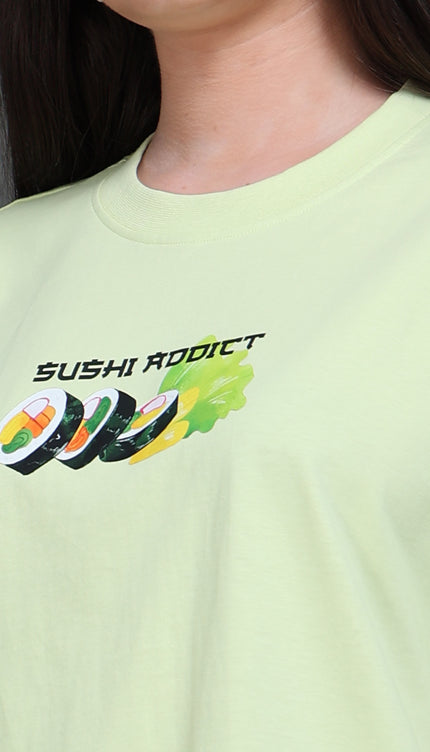 Women's  Sushi Addict Oversized Tshirt - Mint