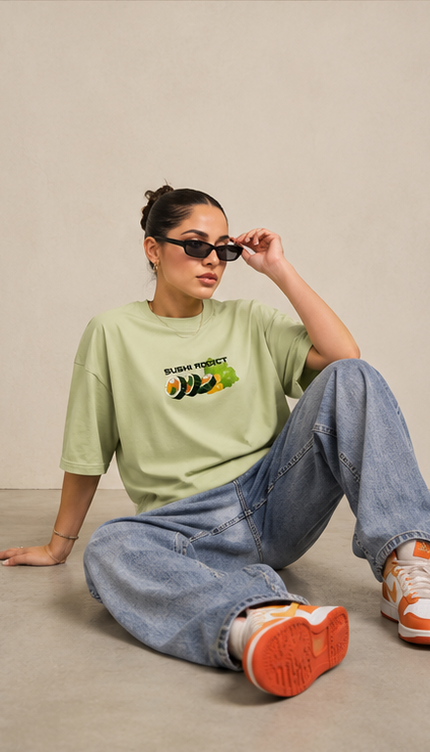 Women's  Sushi Addict Oversized Tshirt - Mint