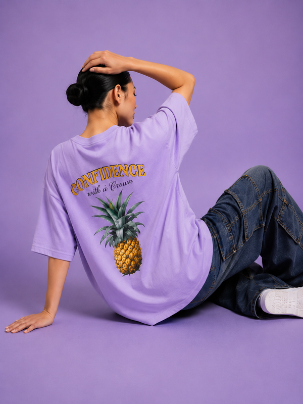 Women's Oversized 100% cotton Printed Oversized Tshirt Mystic Violet