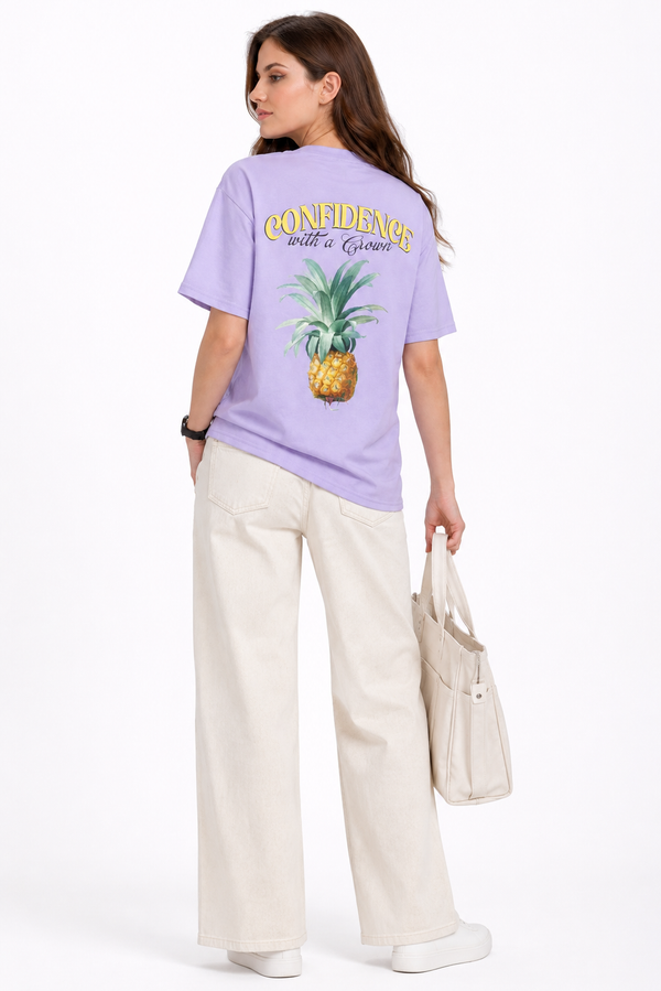 Women's Oversized 100% cotton Printed Oversized Tshirt Mystic Violet