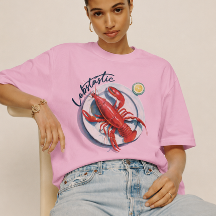 WOMEN's 100% cotton Printed Oversized Tshirt Pink