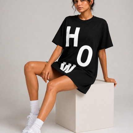 Women's Tshirt Dress 100% cotton Black