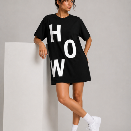 Women's Tshirt Dress 100% cotton Black