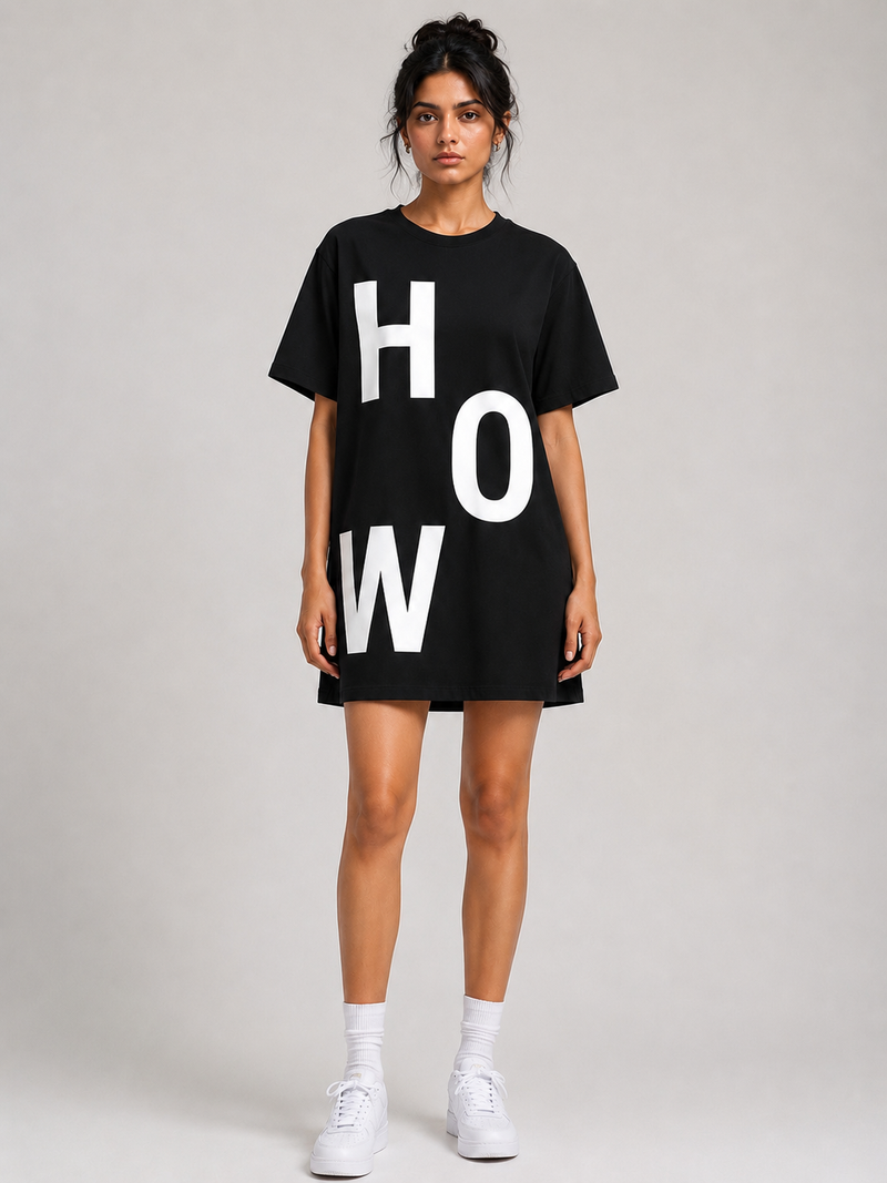 Women's Tshirt Dress 100% cotton Black